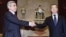 Armenia -- President Serzh Sarkisian (L) meets with his Russian counterpart, Dmitry Medvedev, outside Moscow on January 18, 2010.
