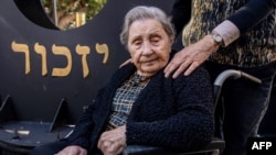 Miriam Linial, a 103-year-old Holocaust and Auschwitz concentration camp survivor, attends International Holocaust Memorial Day commemorations in Haifa, Israel, on January 27.