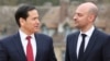 French Foreign Affairs Minister Jean-Noel Barrot (right) welcomes US Secretary of State Marco Rubio in Cernay-la-Ville, outside Paris, on March 27.