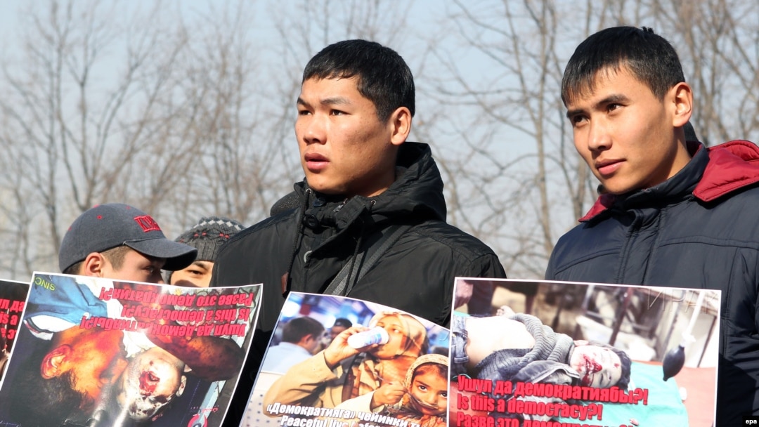 An antigay rally in Bishkek in February