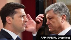 Presidential candidates Petro Poroshenko (right) and Volodymyr Zelenskiy will finally face off in person. (combo photo)