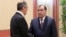 Tajik President Emomali Rahmon (right) and Russian Foreign Minister Sergei Lavrov in Dushanbe on April 24