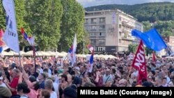 Protest je počeo okupljenjem u centru grada, Užice, 13. jul 2025.