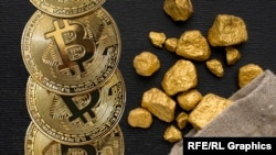 Графичка илустрација - Злато и биткоини