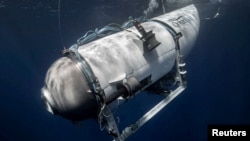 Imagine cu submersibilul Titan al companiei OceanGate folosit pentru explorarea epavei navei Titanic din Oceanul Atlantic.