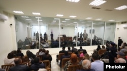 Armenia - Archbishop Bagrat Galstanian and his supporters stand trial in Yerevan, November 20, 2025.
