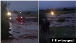 Унааны сел агызып кеткен видеодон алынган скриншот. Иллюстрациялык сүрөт.