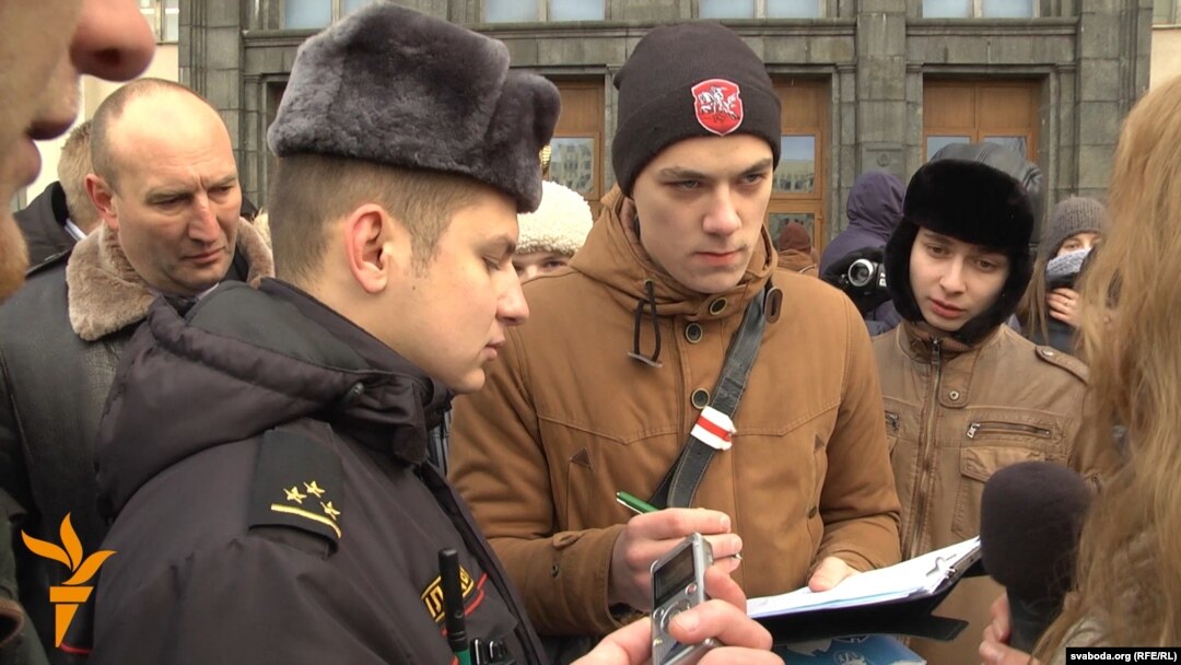 Глеб Вайкуль на акцыі пратэсту студэнтаў 2 сьнежня