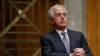 U.S. -- Senate Committee on Foreign Relations chairman Sen. Bob Corker, R-Tenn., listening to testimony by Britain's former Prime Minister David Cameron on Capitol Hill in Washington, Tuesday, March 13, 2018