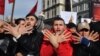 NORTH MACEDONIA -- Ethnic Albanians march in protest following a court decision in Skopje, January 29, 2021