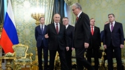 Russian President Vladimir Putin and Kazakh President Qasym-Zhomart Toqaev meet at the Kremlin in Moscow on November 12 as part of a state visit. 