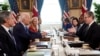 British Prime Minister Keir Starmer (right) and Foreign Secretary David Lammy (second right) during a meeting with U.S. President Joe Biden (center left) and Secretary of State Antony Blinken (left) at the White House on September 13.