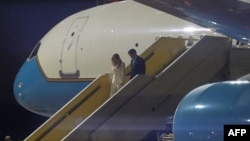 US Secretary of State Marco Rubio arrives with wife Jeanette at Malmo Airport in Sweden on May 22 ahead of a NATO foreign ministers meeting.