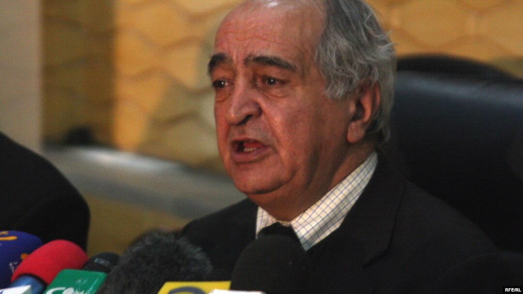 Kabul Mayor Abdul Ahad Sahebi speaking at a press conference in Kabul on December 8.