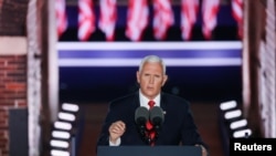 Vicepreședintele republican Mike Pence în a treia zi a Convenției Naționale Republicane, Baltimore, Maryland, 26 august 2020