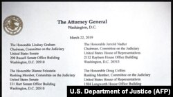 A copy of the letter from U.S. Attorney General William Barr to ranking members of the U.S. Senate Judiciary Committee released by the Justice Department on March 22.