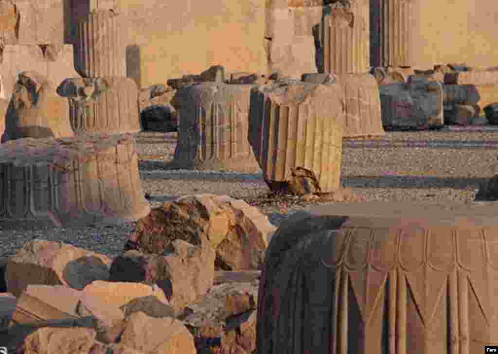 The ruins of the ancient Persian capital at Persepolis (Fars) - Some even called for Persepolis to be bulldozed because it symbolized the monarchy. In 1971, Mohammad Reza Pahlavi had entertained the world's leaders in a tent city at Persepolis for a celebration of 2,500 years of Persian monarchy.