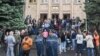 ARMENIA -- Supporters of Prime Minister Nikol Pashinian block the entrance to the Constitutional Court building in Yerevan, May 20, 2019.