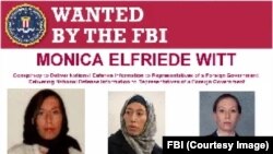 FBI-jeva fotografija prikazuje potjernicu za Monicom Elfriede Witt, bivšom kontraobavještajnom oficirkom američkog ratnog zrakoplovstva.