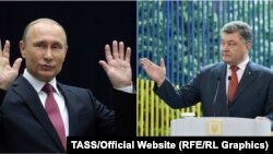 Президент України Петро Порошенко (п) і президент Росії Володимир Путін (л)