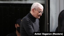 Russian historian Yury Dmitriyev leaving a court hearing in Petrozavodsk on July 22.