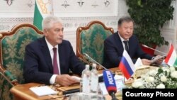 Владимир Колокольцев и Рамазон Рахимзода. 22 сентября, Душанбе. Фото с сайта МВД Таджикистана