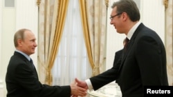 Ruski predsednik Vladimir Putin i srpski premijer Aleksandar Vučić, Moskva, maj 2016.