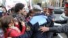 Armenia - Riot police scuffle with young activists of the opposition Armenian National Congress demonstrating outside the Yerevan Mayor's Office, 19Apr2013.