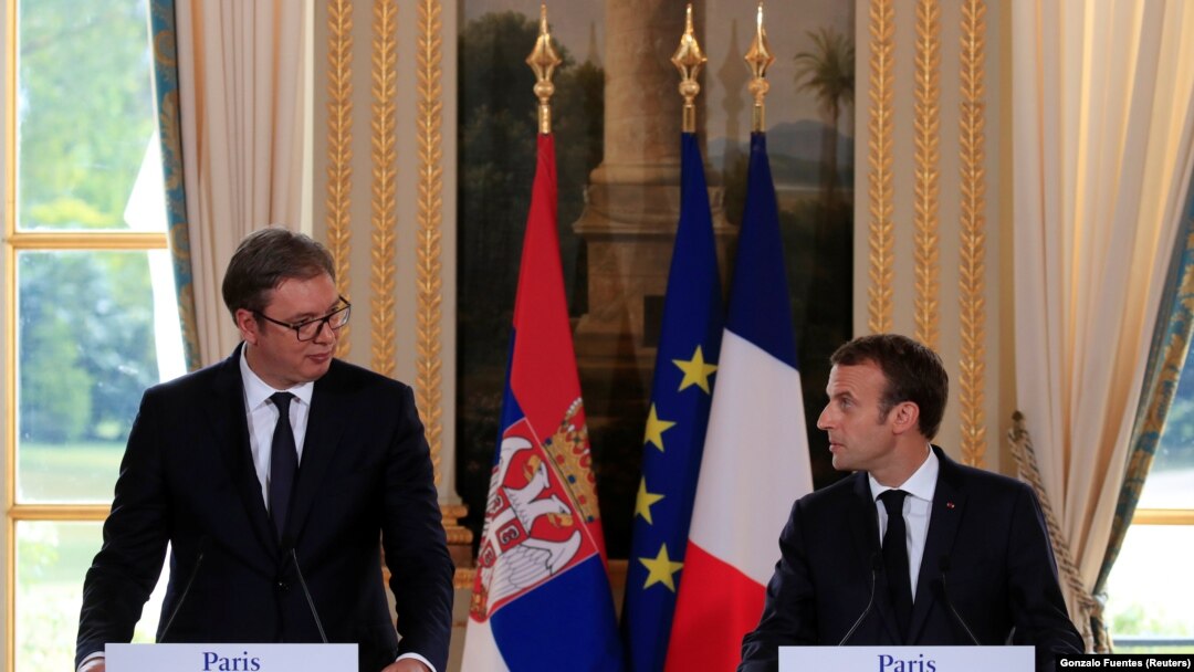 Makron i Vučić u Jelisejskoj palati 17. jula 2018.