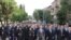 Nagorno-Karabakh - Armenian President Serzh Sarkisian (C) leads a march in Stepanakert that marks the 20th anniversary of Nagorno-Karabakh’s declaration of independence from Azerbaijan, 2Sept2011.