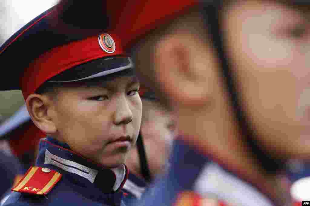 A young cadet attends the fifth International Cossack Congress in the southern Russian city of Novocherkassk on October 14. (AFP/Sergei Venyavsky)