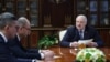 Міністар прыродных рэсурсаў і аховы навакольля Беларусі Сяргей Масьляк (другі зьлева) падчас прызначэньня на пасаду 22 красавіка 2024 году 