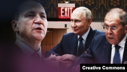 Коллаж: Радослав Сикорский, Владимир Путин, Сергей Лавров