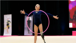 UKRAINE --- 10-Year-Old Ukrainian Gymnast Oleksandra Paskal Wins Gold After Losing Leg In Russian Strike
