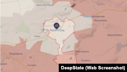 Мирноград на мапі DeepState станом на 23 грудня