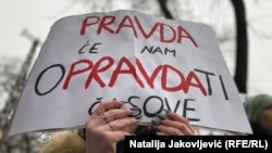 Transparent sa protesta učenika u Subotici, 21. januar 2025.