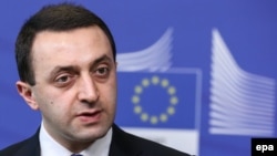 Բելգիա - Վրաստանի վարչապետ Իրակլի Ղարիբաշվիլին Եվրահանձնաժողովի կենտրոնակայանում ասուլիսի ժամանակ, Բրյուսել, 3-ը փետրվարի, 2014թ․
