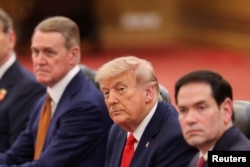Дональд Трамп та держсекретар Марко Рубіо під час переговорів з китайською стороною в Пекіні 14 травня 2026 року