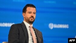 Președintele Muntenegrului, Jakov Milatovic, în timpul întrunirii de sâmbătă, 31 august, de la formului de securitate Globsec de la Praga.