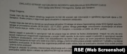 Dopis koji je Dragan Santrač dobio iz SOS Dječijih sela BiH 22. decembra 2023, nakon što je interna istraga potvrdila da je emocionalno zlostavljan u vrijeme dok je bio štićenik.