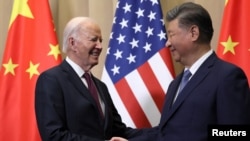 U.S. President Joe Biden (left) meets with China's President Xi Jinping on the sidelines of the APEC summit in Lima on November 16.