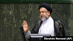 Iranian Intelligence Minister Mahmoud Alavi answers questions from lawmakers in an open session of parliament in Tehran, October 25, 2016