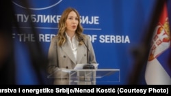 Ministarka rudarstva i energetike Dubravka Đedović Handanović tokom posete mađarskog ministra spoljnih poslova Petera Sijarta Beogradu, 27. februara 2026.