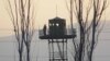 A border guard tower on the Tajik side of the Panj River, in southern Tajikistan's Farkhor district.