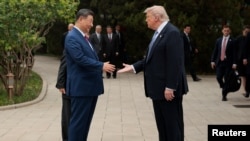 Кытайдын лидери Си Цзиньпинь жана Американын президенти Дональд Трамп. Бээжин. 15-май, 2026-жыл.