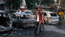 The aftermath of a Russian missile attack on Kyiv on August 1, 2026.