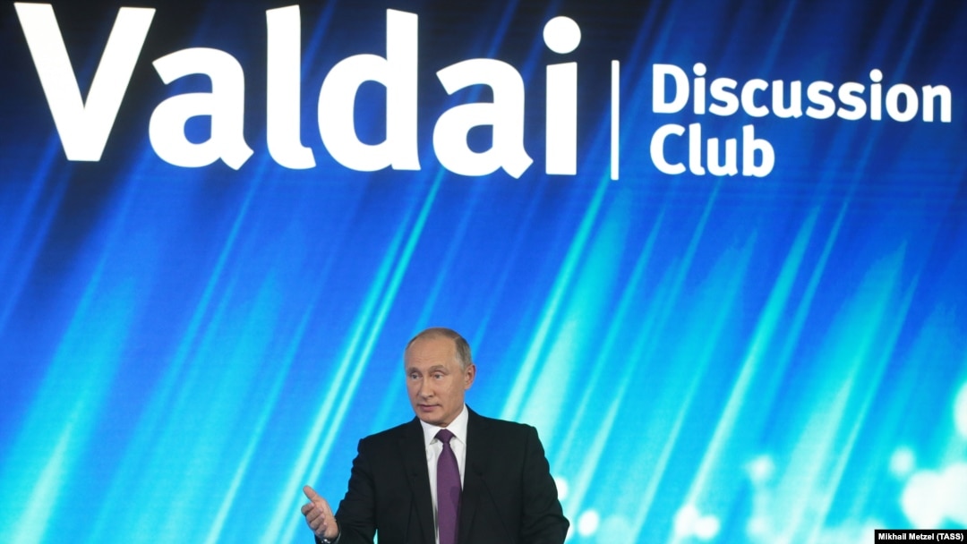 Russian President Vladimir Putin made his comments at a meeting of the Valdai Discussion Club meeting of political scientists in Sochi on October 19. 