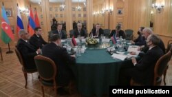 Russia -- A Russian-Armenian-Azerbaijani working group on cross-border transport issues meets in Moscow, January 30, 2021.