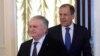 Russia -- Russian Foreign Minister Sergei Lavrov (R) and his Armenian counterpart Edward Nalbandian enter a hall before their meeting in Moscow, April 8, 2015