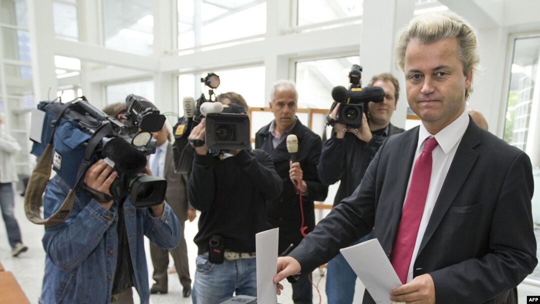 Dutch far-right Party for Freedom (PVV) leader Geert Wilders casts his vote in The Hague.